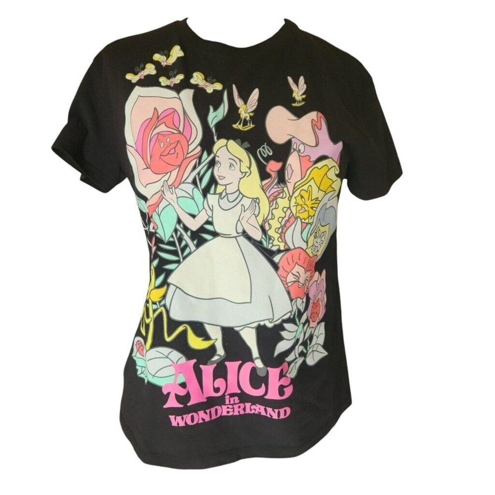 Disney Alice in Wonderland T-Shirt Women's Black Size Small